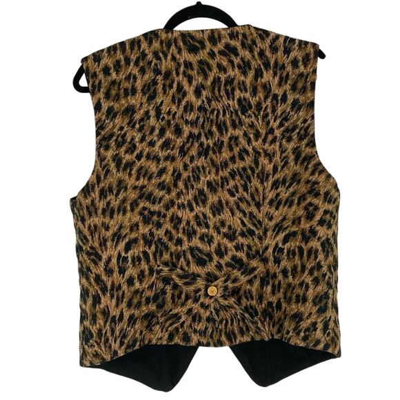Vintage Leopard Cheetah Print Gold Button Vest Women’s Size Medium Western - Picture 3 of 8